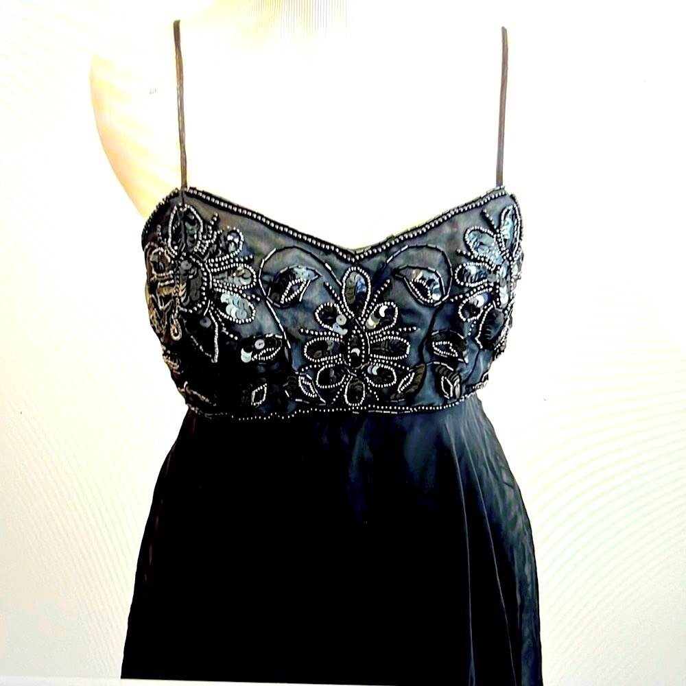 Blondie and Me Black Beaded Cocktail Dress USA Size 5/6